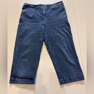 Kate Hill Blue Denim Stretch Flat Front Ankle pant/Capris EUC Sz 8P
